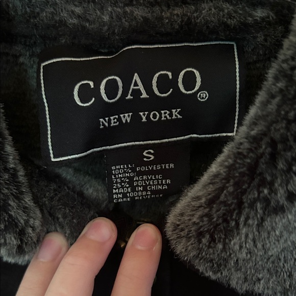 Coaco Vintage Black Fur Trim Jacket Size Small - Picture 4 of 7